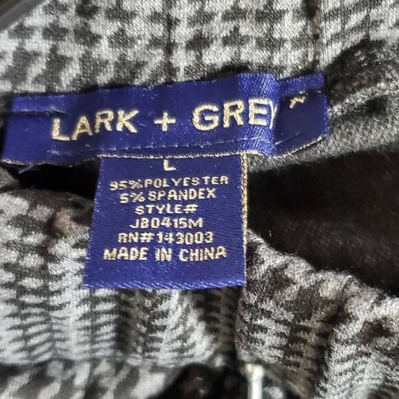 Lark + Grey Women’s Pull-On Pants Large Black White Houndstooth Stretch Ankle Tr - Picture 5 of 7
